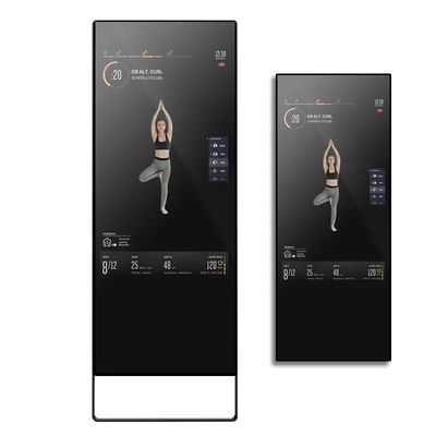 مرآة لياقة بدنية ذكية مقاس 43 بوصة مع نظام Android 7.1 RK3288 وشاشة عرض إعلانية LCD بسطوع مخصص