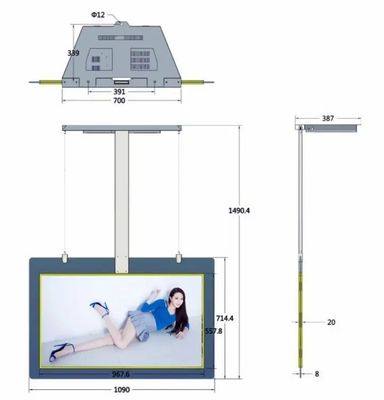 شاشة مزدوجة 55 بوصة عالية الوضوح عرض إعلانات LCD لاعب 1500 نيت