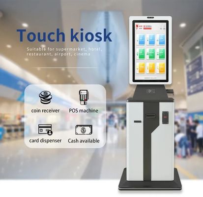 كيوسك ذات خدمة ذاتية ذات شاشة لمسة قابلة للتخصيص مع جهاز إعطاء بطاقات محرك وتصميم أقل صيانة