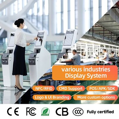 كيوسك التحقق الذاتي مع لمسة سعة 10 نقاط ، شاشة LCD بدقة 1920X1080 و CMS قائم على السحابة للخدمة الذاتية التفاعلية