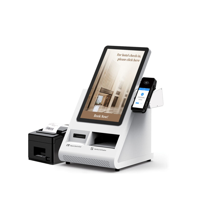 Android POS Self Check-in Kiosk with Passport Scanner and Card Dispenser for Hotels
